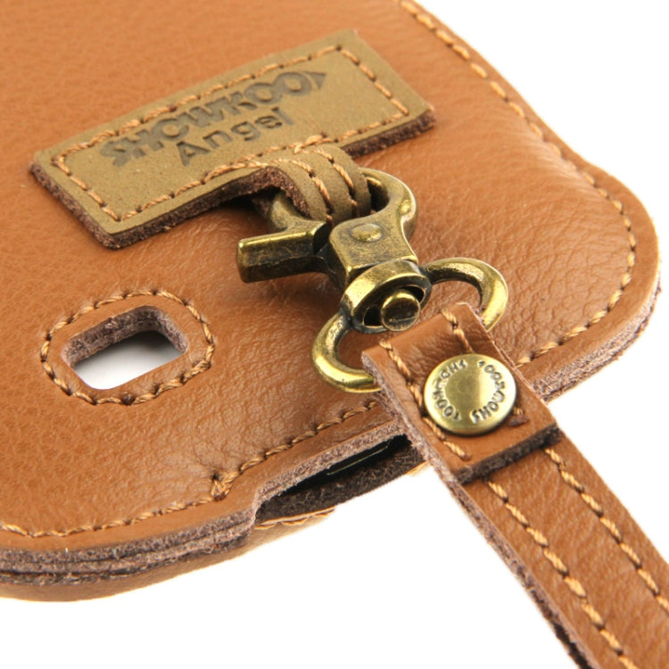 SHOWKOO Angel series Lichi Texture Vertical Style Snap Button Leather Case with Call Display ID & Lanyards for Galaxy S IV / i9500