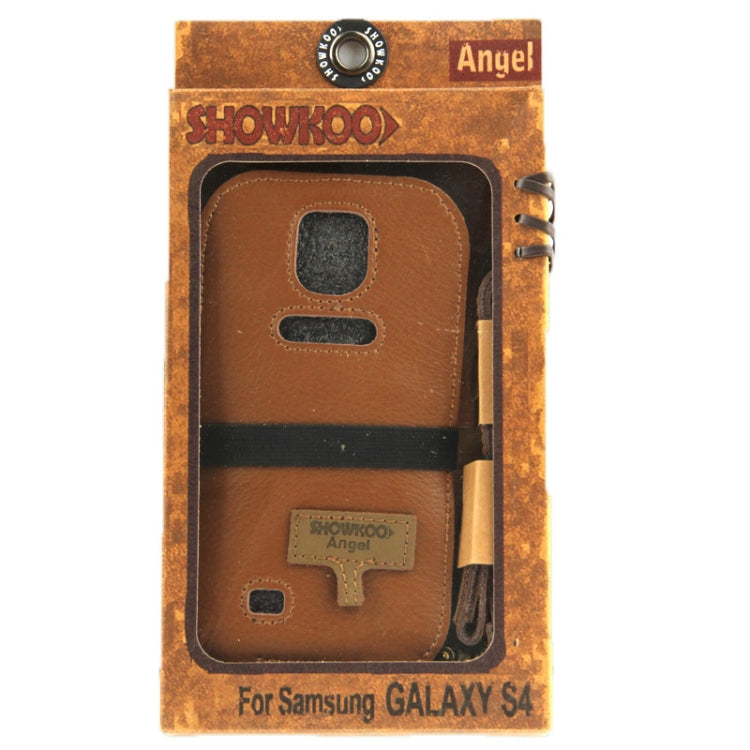 SHOWKOO Angel series Lichi Texture Vertical Style Snap Button Leather Case with Call Display ID & Lanyards for Galaxy S IV / i9500