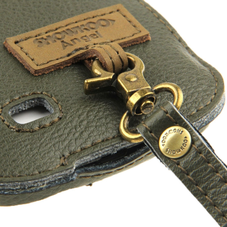 SHOWKOO Angel series Lichi Texture Vertical Style Snap Button Leather Case with Call Display ID & Lanyards for Galaxy S IV / i9500