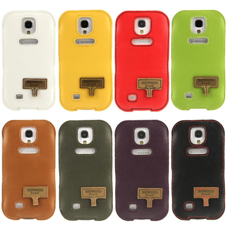SHOWKOO Angel series Lichi Texture Vertical Style Snap Button Leather Case with Call Display ID & Lanyards for Galaxy S IV / i9500