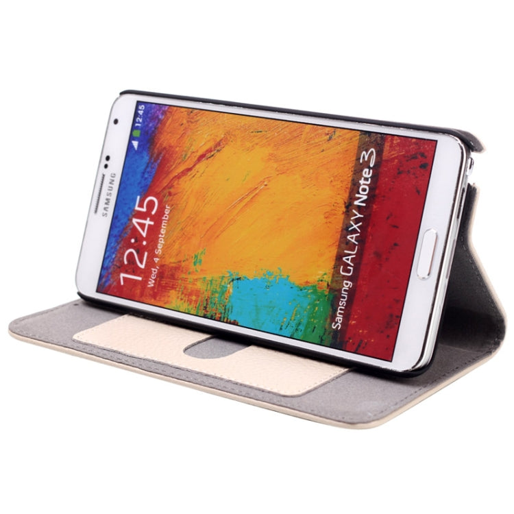 Litchi Texture Horizontal Flip Genuine Leather Case with Holder for Galaxy Note III / N9000(White)