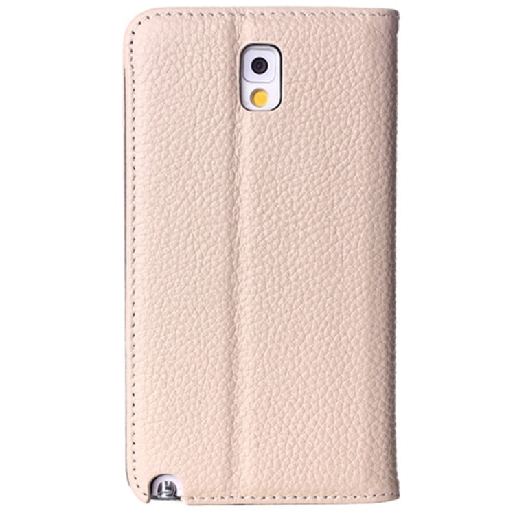 Litchi Texture Horizontal Flip Genuine Leather Case with Holder for Galaxy Note III / N9000(White)
