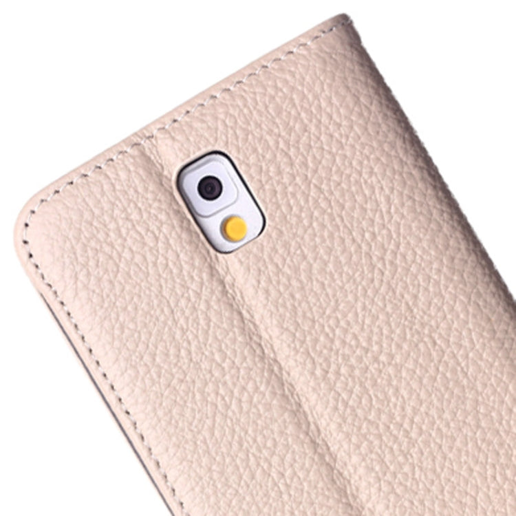 Litchi Texture Horizontal Flip Genuine Leather Case with Holder for Galaxy Note III / N9000(White)