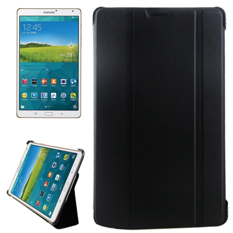 Delicate Leather Texture + Cross Grid Texture Plastic Flip Leather Case with Holder for Galaxy Tab S 8.4 / T700