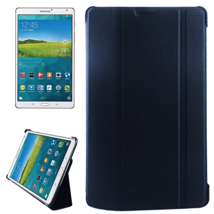 Delicate Leather Texture + Cross Grid Texture Plastic Flip Leather Case with Holder for Galaxy Tab S 8.4 / T700