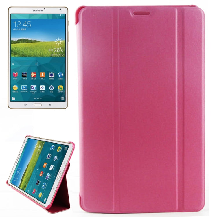 Delicate Leather Texture + Cross Grid Texture Plastic Flip Leather Case with Holder for Galaxy Tab S 8.4 / T700