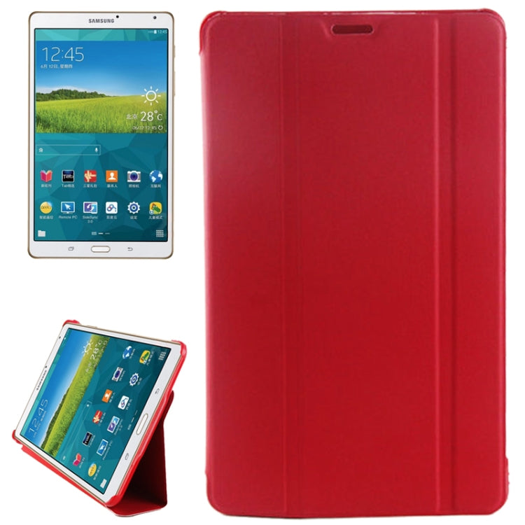 Delicate Leather Texture + Cross Grid Texture Plastic Flip Leather Case with Holder for Galaxy Tab S 8.4 / T700