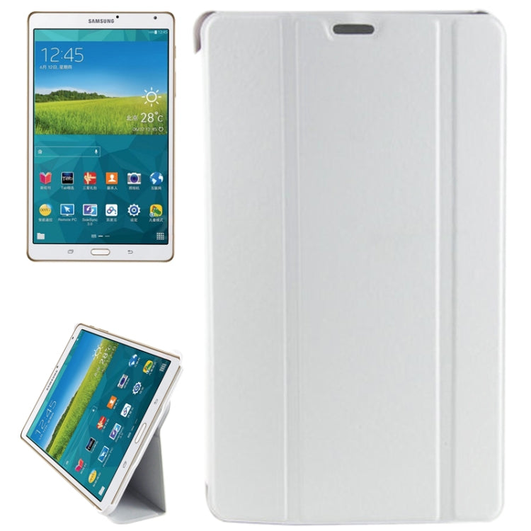 Delicate Leather Texture + Cross Grid Texture Plastic Flip Leather Case with Holder for Galaxy Tab S 8.4 / T700