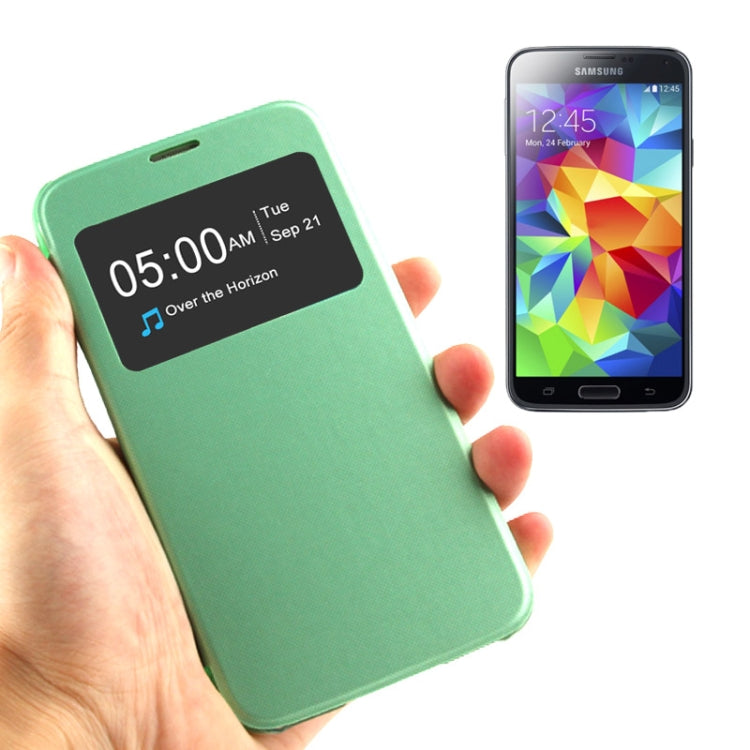Horizontal Flip Leather Case with Call Display ID for Galaxy S5 / G900