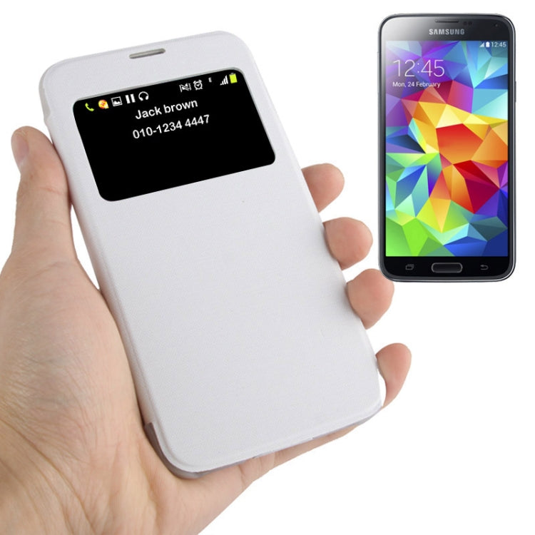 Horizontal Flip Leather Case with Call Display ID for Galaxy S5 / G900