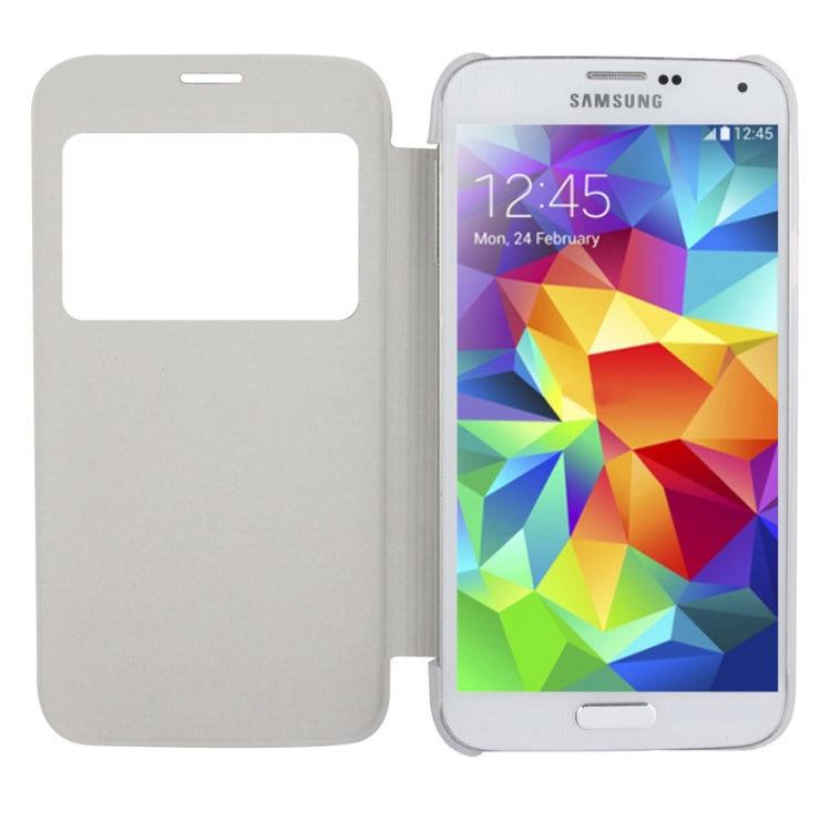 Horizontal Flip Leather Case with Call Display ID for Galaxy S5 / G900