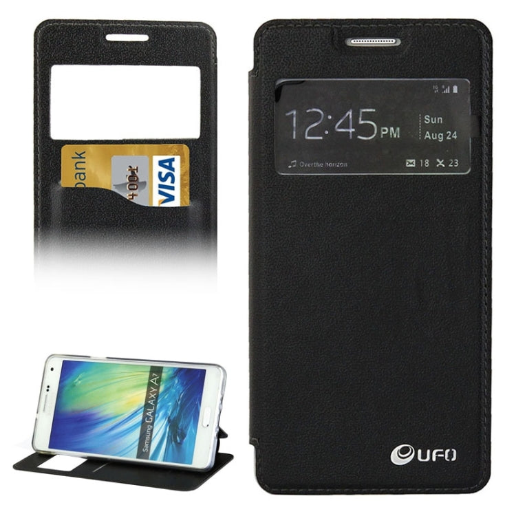 UFO Orange Peel Texture Leather Case with Holder & Card Slot & Caller ID Display for Galaxy A7 / A700F