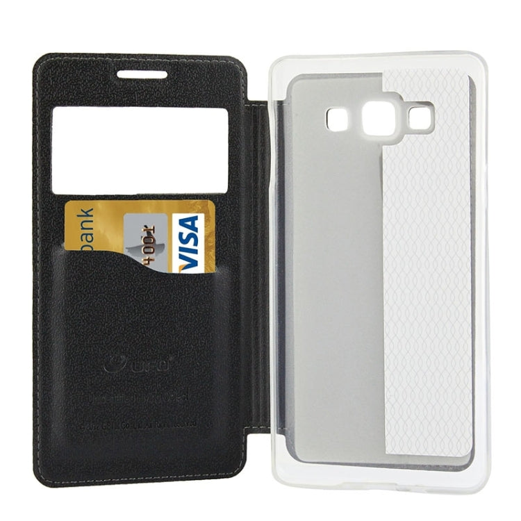 UFO Orange Peel Texture Leather Case with Holder & Card Slot & Caller ID Display for Galaxy A7 / A700F