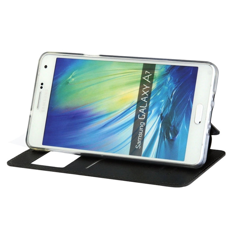 UFO Orange Peel Texture Leather Case with Holder & Card Slot & Caller ID Display for Galaxy A7 / A700F