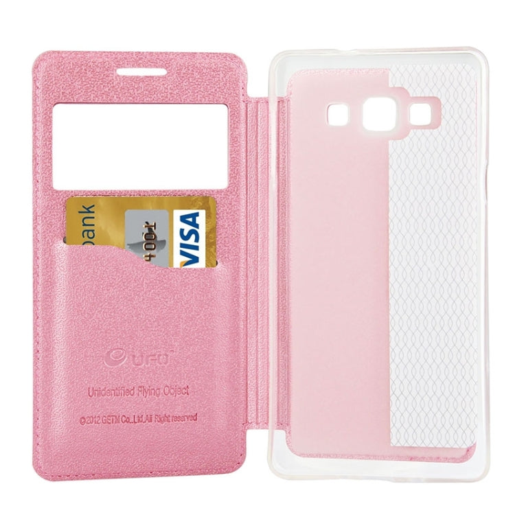 UFO Orange Peel Texture Leather Case with Holder & Card Slot & Caller ID Display for Galaxy A7 / A700F