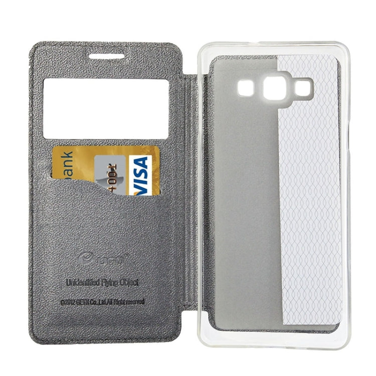 UFO Orange Peel Texture Leather Case with Holder & Card Slot & Caller ID Display for Galaxy A7 / A700F