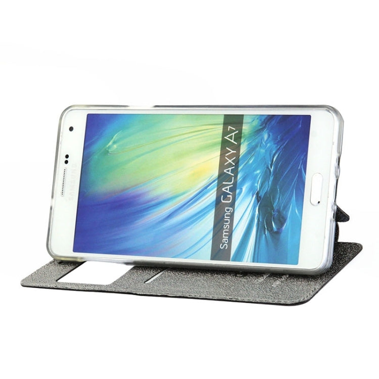 UFO Orange Peel Texture Leather Case with Holder & Card Slot & Caller ID Display for Galaxy A7 / A700F