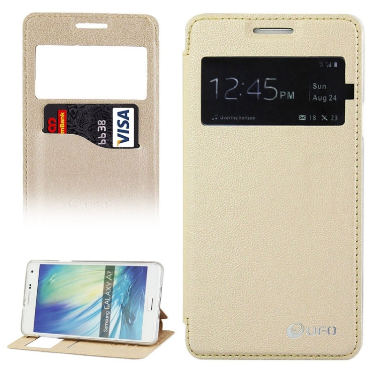 UFO Orange Peel Texture Leather Case with Holder & Card Slot & Caller ID Display for Galaxy A7 / A700F