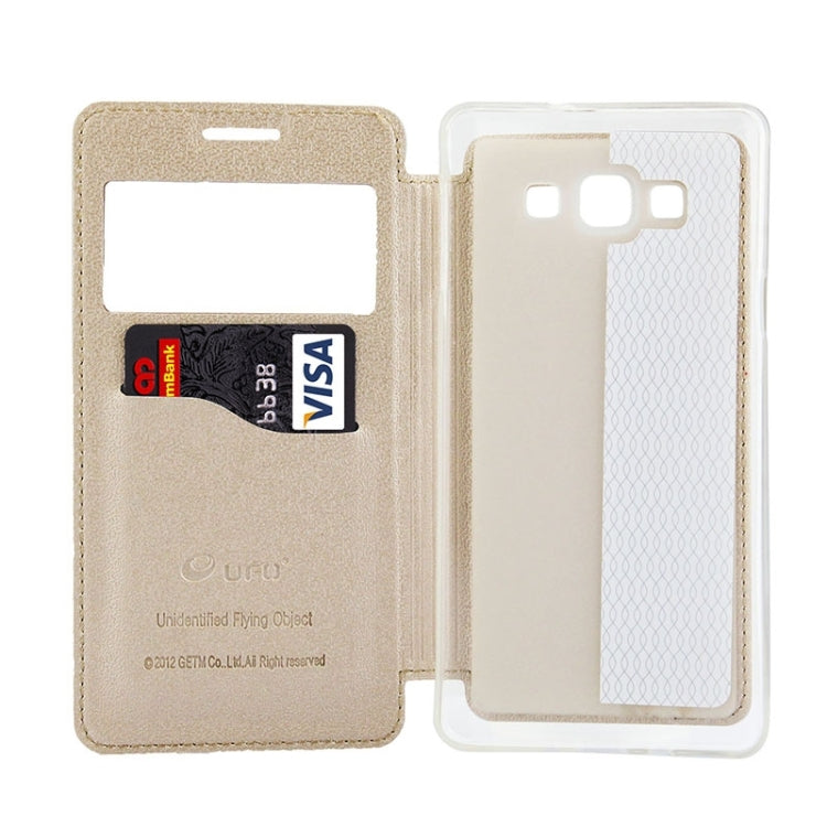 UFO Orange Peel Texture Leather Case with Holder & Card Slot & Caller ID Display for Galaxy A7 / A700F