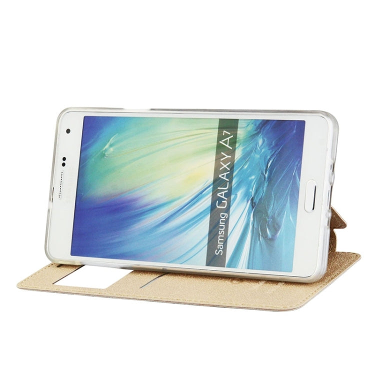 UFO Orange Peel Texture Leather Case with Holder & Card Slot & Caller ID Display for Galaxy A7 / A700F