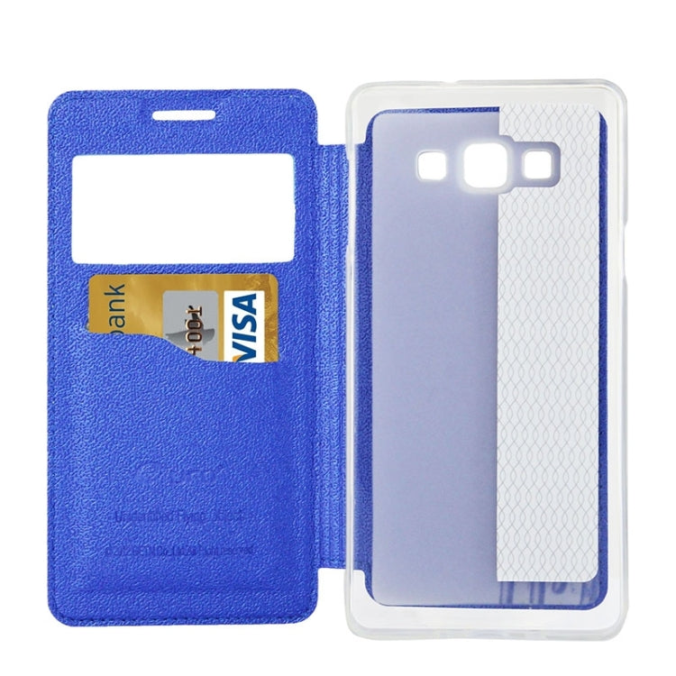 UFO Orange Peel Texture Leather Case with Holder & Card Slot & Caller ID Display for Galaxy A7 / A700F