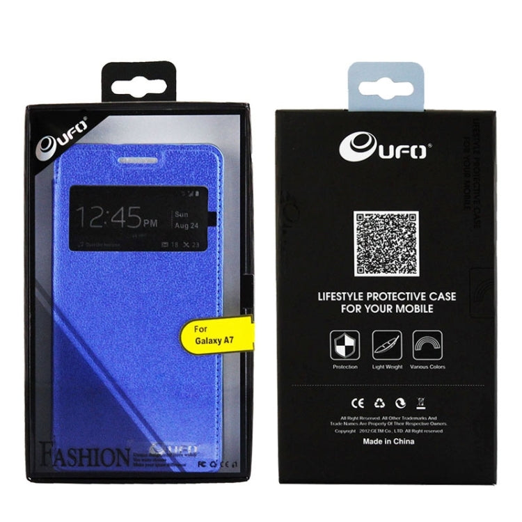 UFO Orange Peel Texture Leather Case with Holder & Card Slot & Caller ID Display for Galaxy A7 / A700F