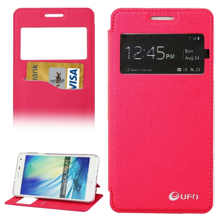 UFO Orange Peel Texture Leather Case with Holder & Card Slot & Caller ID Display for Galaxy A7 / A700F