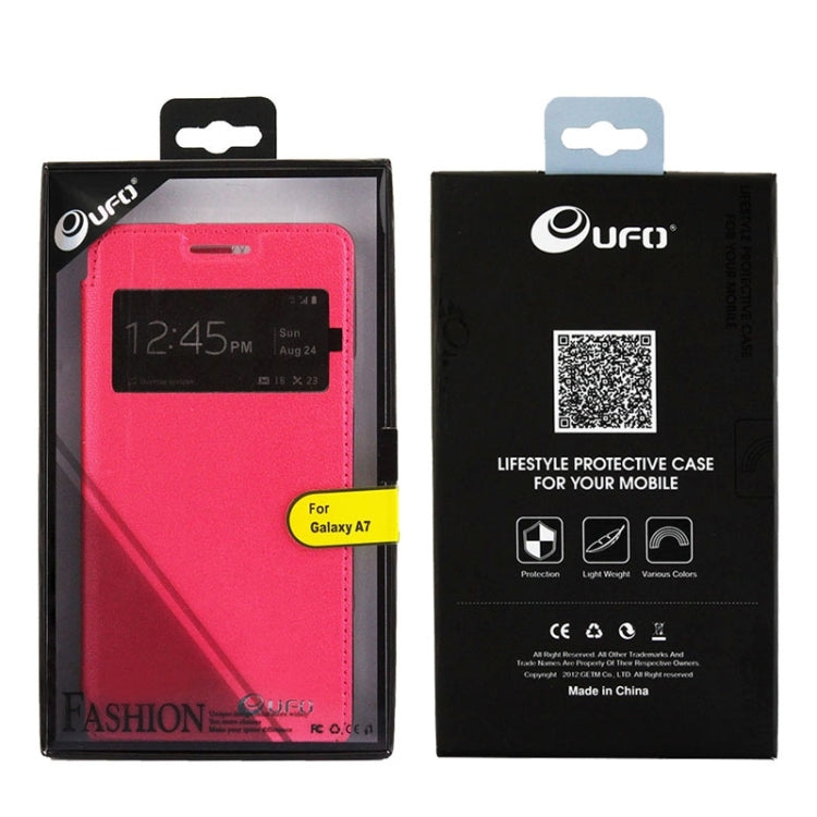 UFO Orange Peel Texture Leather Case with Holder & Card Slot & Caller ID Display for Galaxy A7 / A700F