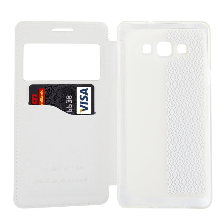 UFO Orange Peel Texture Leather Case with Holder & Card Slot & Caller ID Display for Galaxy A7 / A700F