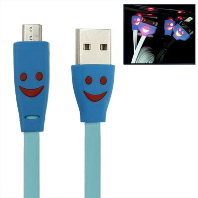 Smile Pattern Noodle Style Luminous Micro USB to USB Data Sync Charger Cable for Galaxy S IV / i9500 / Galaxy SIII / i9300 / HTC / LG / Sony / Nokia Lumia Series, Length: 1m