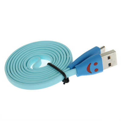 Smile Pattern Noodle Style Luminous Micro USB to USB Data Sync Charger Cable for Galaxy S IV / i9500 / Galaxy SIII / i9300 / HTC / LG / Sony / Nokia Lumia Series, Length: 1m