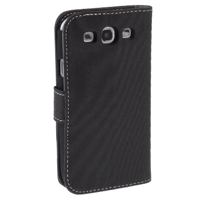 Fabric Texture Left and Right Open Leather Case with Holder & Credit Card Slots for Galaxy SIII / i9300