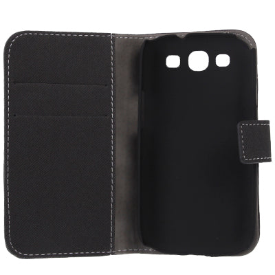 Fabric Texture Left and Right Open Leather Case with Holder & Credit Card Slots for Galaxy SIII / i9300