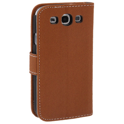 Fabric Texture Left and Right Open Leather Case with Holder & Credit Card Slots for Galaxy SIII / i9300