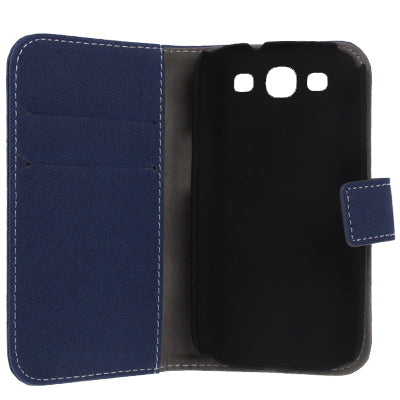 Fabric Texture Left and Right Open Leather Case with Holder & Credit Card Slots for Galaxy SIII / i9300