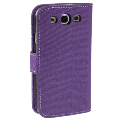 Fabric Texture Left and Right Open Leather Case with Holder & Credit Card Slots for Galaxy SIII / i9300