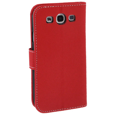 Fabric Texture Left and Right Open Leather Case with Holder & Credit Card Slots for Galaxy SIII / i9300
