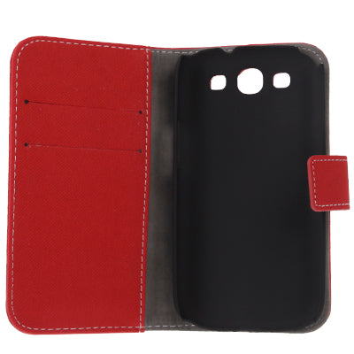 Fabric Texture Left and Right Open Leather Case with Holder & Credit Card Slots for Galaxy SIII / i9300