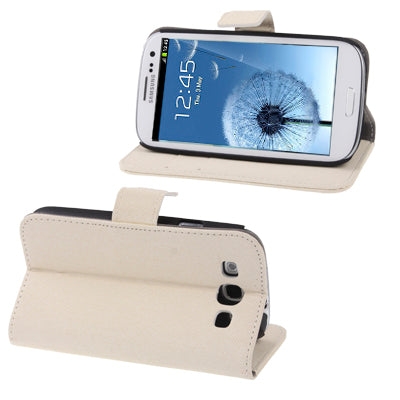 Fabric Texture Left and Right Open Leather Case with Holder & Credit Card Slots for Galaxy SIII / i9300