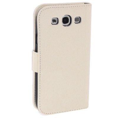 Fabric Texture Left and Right Open Leather Case with Holder & Credit Card Slots for Galaxy SIII / i9300