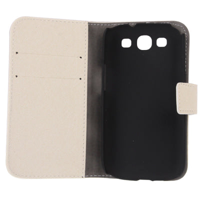 Fabric Texture Left and Right Open Leather Case with Holder & Credit Card Slots for Galaxy SIII / i9300