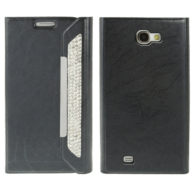 Wallet Style Diamond Encrusted Roots Texture Horizontal Flip Leather Case for Galaxy Note II / N7100