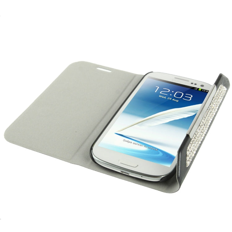 Wallet Style Diamond Encrusted Roots Texture Horizontal Flip Leather Case for Galaxy Note II / N7100