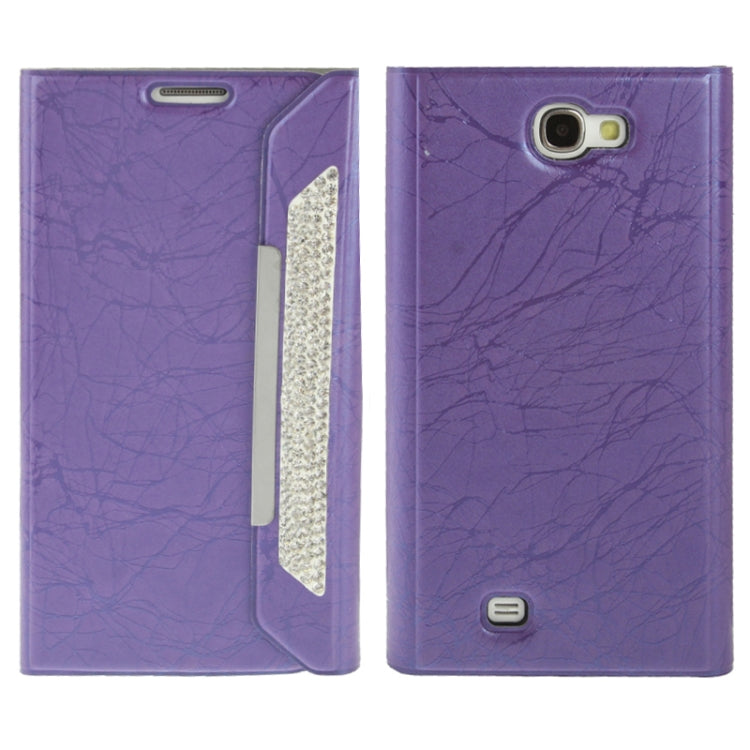 Wallet Style Diamond Encrusted Roots Texture Horizontal Flip Leather Case for Galaxy Note II / N7100