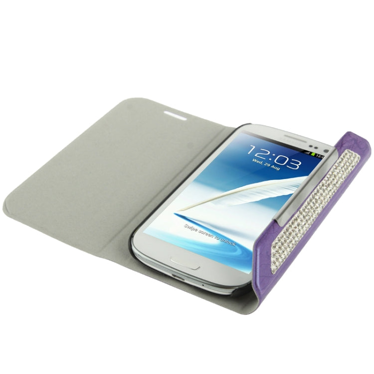Wallet Style Diamond Encrusted Roots Texture Horizontal Flip Leather Case for Galaxy Note II / N7100