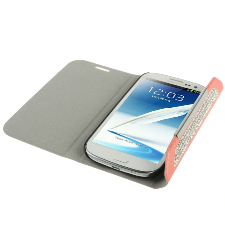 Wallet Style Diamond Encrusted Roots Texture Horizontal Flip Leather Case for Galaxy Note II / N7100