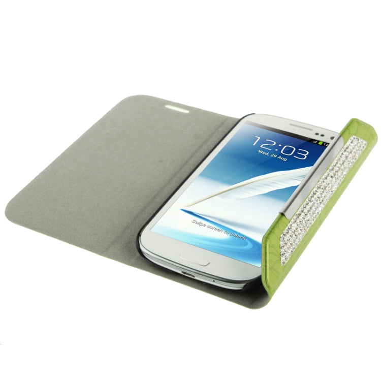 Wallet Style Diamond Encrusted Roots Texture Horizontal Flip Leather Case for Galaxy Note II / N7100