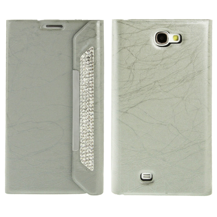 Wallet Style Diamond Encrusted Roots Texture Horizontal Flip Leather Case for Galaxy Note II / N7100