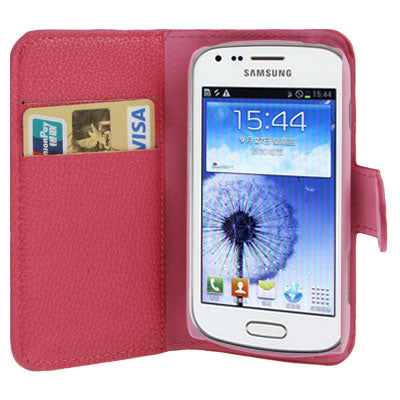 Litchi Texture Horizontal Flip Leather Case with Credit Card Slot & Holder for Galaxy Trend Duos / S7562