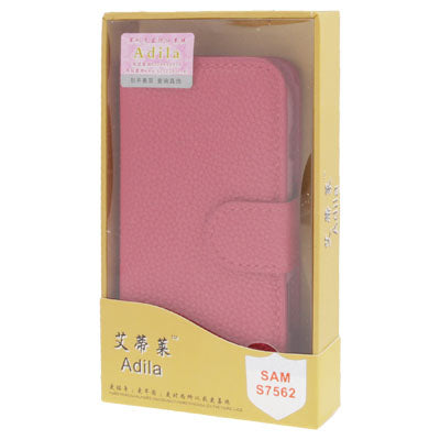 Litchi Texture Horizontal Flip Leather Case with Credit Card Slot & Holder for Galaxy Trend Duos / S7562